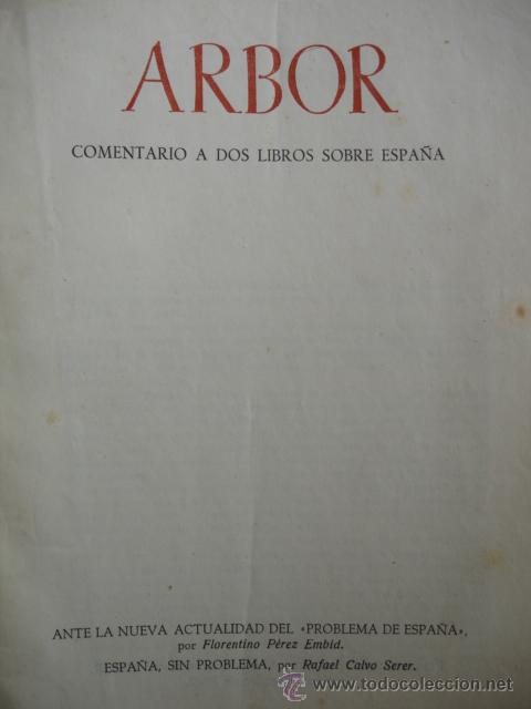 Libros de segunda mano: COMENTARIO A DOS LIBROS SOBRE ESPA&Ntilde;A.1949-.29 PG,ARBOR - Foto 1
