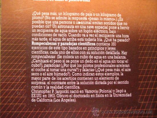 Libros de segunda mano: rompecabezas y paradojas cientificos, christopher p. jargocki,  ( tecnicos c2 - Foto 2