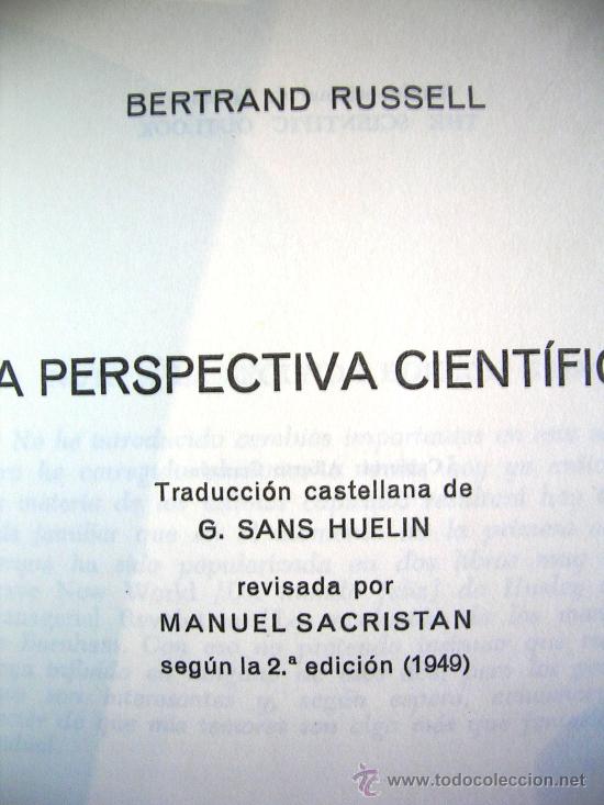 Libros de segunda mano: LA PRESPECTIVA CIENTIFICA. BERTRAND RUSSELL. 1969. - Foto 3