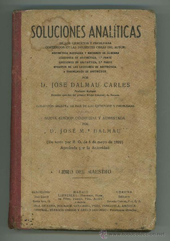 Libros de segunda mano: SOLUCIONES ANALITICAS - JOSE M&ordf; DALMAU 1943. - Foto 1