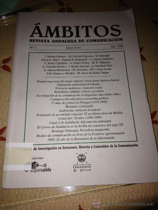 Libri di seconda mano: '&Aacute;mbitos - Revista Andaluza de Comunicaci&oacute;n', n&ordm; 2. Enero 1999. 310 p&aacute;ginas.