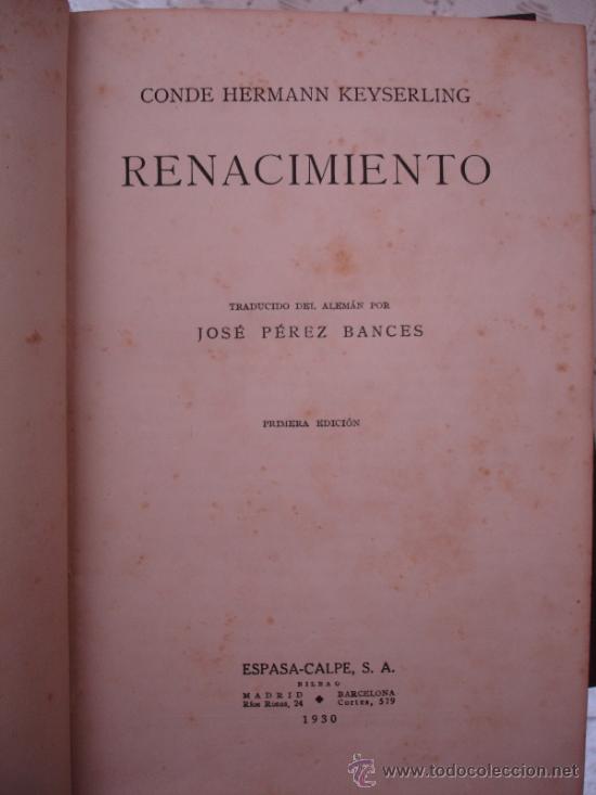 Libros de segunda mano: EL RENACIMIENTO. - CONDE DE KEYSERLING - Foto 1