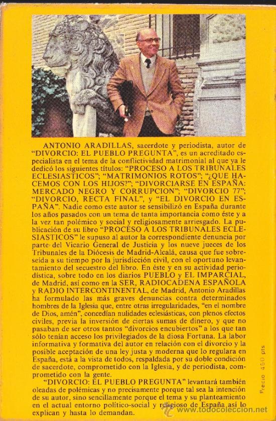Libros de segunda mano: DIVORCIO - EL PUEBLO PREGUNTA - ANTONIO ARADILLAS - 1981 - Foto 2
