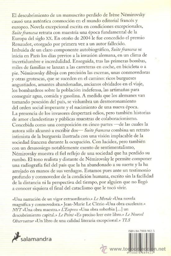 Libros de segunda mano: IR&Egrave;NE N&Eacute;MIROVSKY / SUITE FRANCESA . ED. SALAMANDRA . 1&ordf; EDICI&Oacute;N. - Foto 2