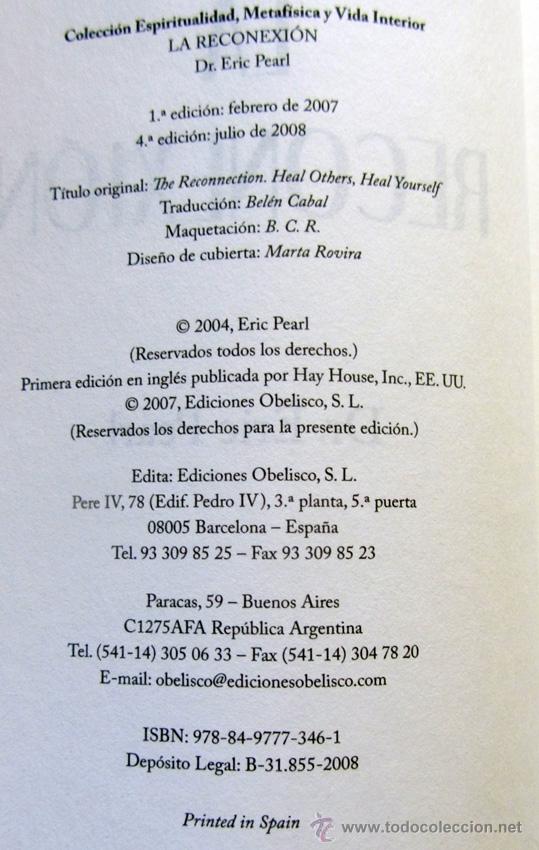Libros de segunda mano: LA RECONEXI&Oacute;N - DR. ERIC PEARL. - Foto 2