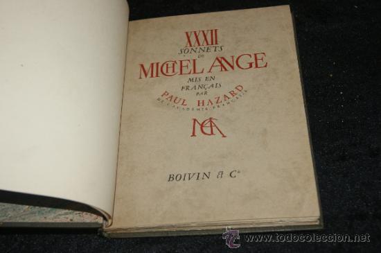 Libros de segunda mano: Libro Sonnets de Michel Angel. Numerado. Tapas de Brugalla. Original - Foto 5