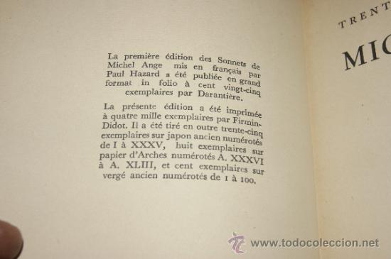 Libros de segunda mano: Libro Sonnets de Michel Angel. Numerado. Tapas de Brugalla. Original - Foto 7
