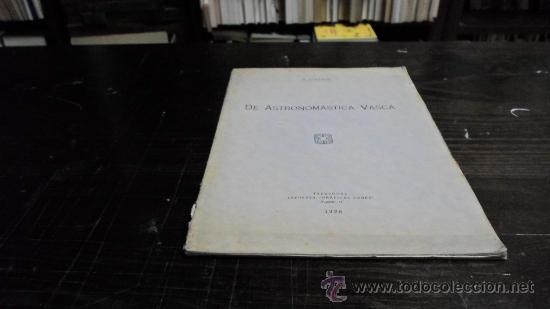 Libros de segunda mano: M.G.Ramos, De astronomastica vasca, Imprenta Graficas Fores, 1928 - Foto 1