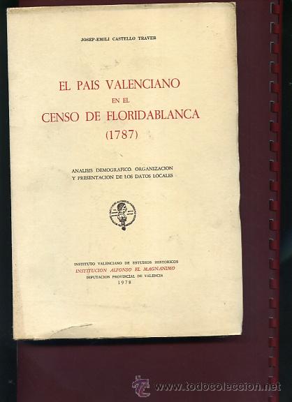 Libros de segunda mano: EL PAIS VALENCIANO EN EL CENSO DE FLORIDABLANCA 1787 rr