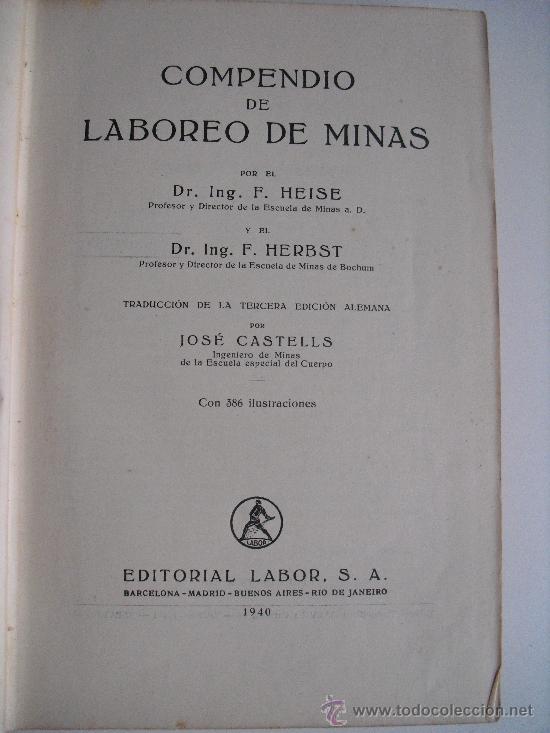 Libros de segunda mano: Compendio de laboreo de minas. Heise, F.-Herbst, F. - Foto 3