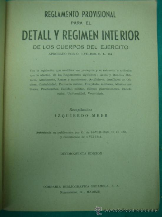 Libros de segunda mano: Ejercito Espa&ntilde;ol. Regimen interior 1941 - Foto 2