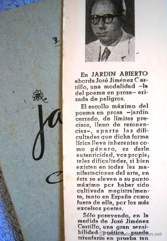 Libros de segunda mano: JARDIN ABIERTO. POEMAS EN PROSA. DE J. JIMENEZ CASTILLO. - Foto 6
