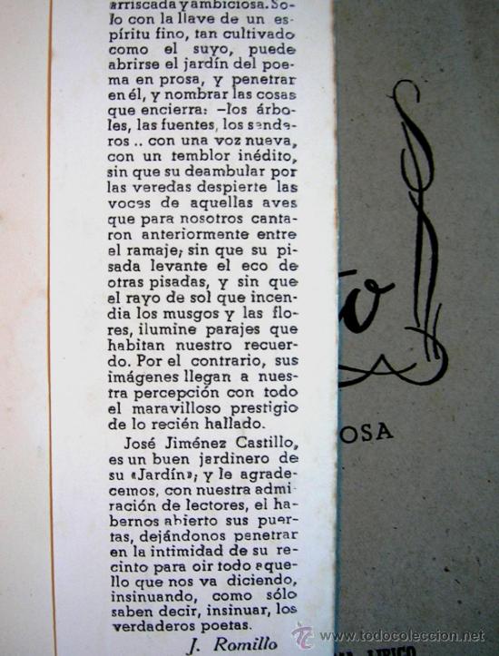 Libros de segunda mano: JARDIN ABIERTO. POEMAS EN PROSA. DE J. JIMENEZ CASTILLO. - Foto 7