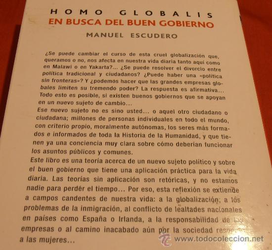 Libros de segunda mano: HOMO GLOBALIS, EN BUSCA DEL BUEN GOBIERNO - Foto 2