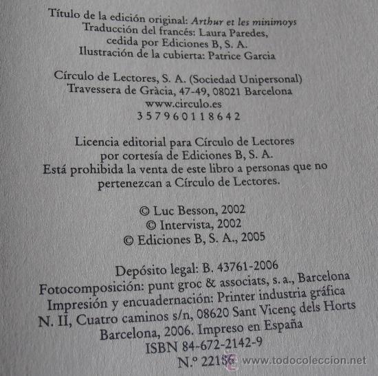 Libros de segunda mano: ARTURO Y LOS MINIMOYS, LUC BESSON - Foto 3