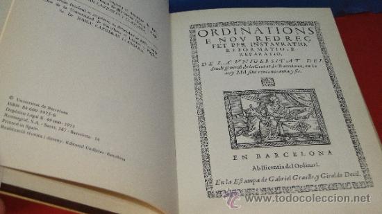Libros de segunda mano: ORDINATIONS E NOU REDRE&Ccedil; DE LA UNIVERSITAT DE BARCELONA.-EDICION FACSIMIL - Foto 2