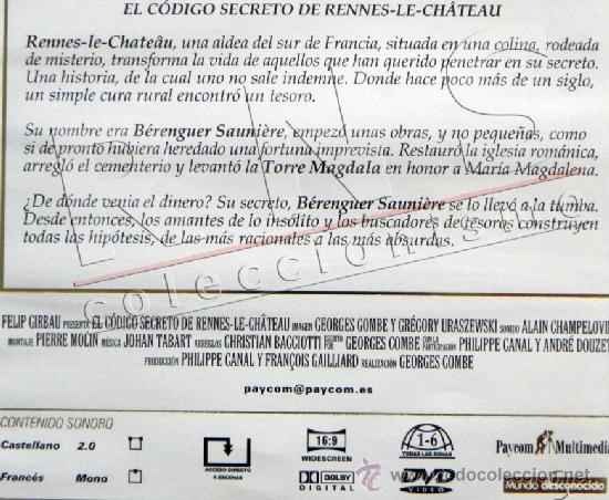 Dvd El Codigo Secreto De Rennes Le Chateau Do Comprar En Todocoleccion