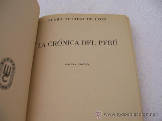 Libros de segunda mano: La cr&oacute;nica del Per&uacute;,  Cieza de Le&oacute;n, Ed. Espasa-Calpe. ( Austral BS1) - Foto 3