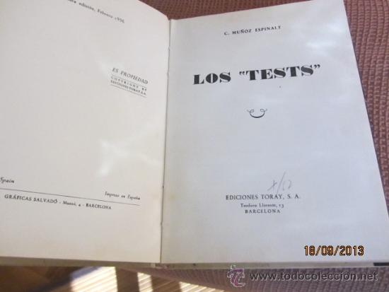 Libros de segunda mano: LOS TESTS , CARLOS MU&Ntilde;OZ ESPINAL - Foto 2