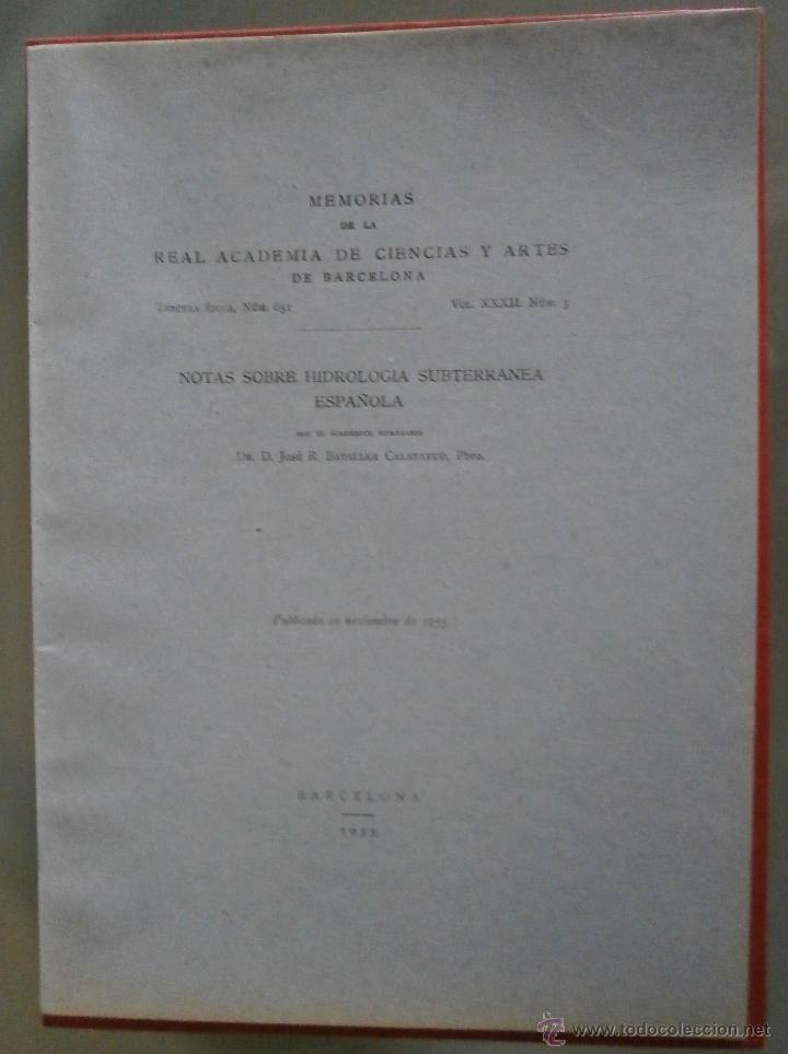 Libri di seconda mano: Notas sobre Hidrologia Subterranea Espa&ntilde;ola. Jos&eacute; R. Bataller Calatayud