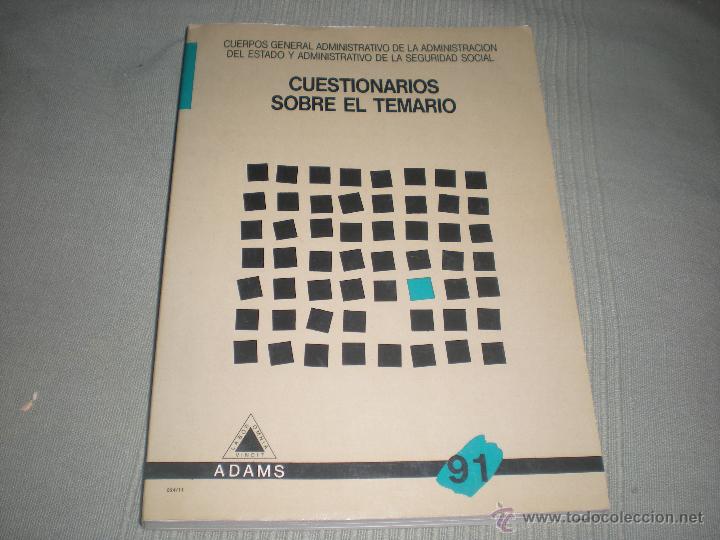 Libros de segunda mano: CUESTIONARIOS SOBRE EL TEMARIO ADAMS 91 . - Foto 1