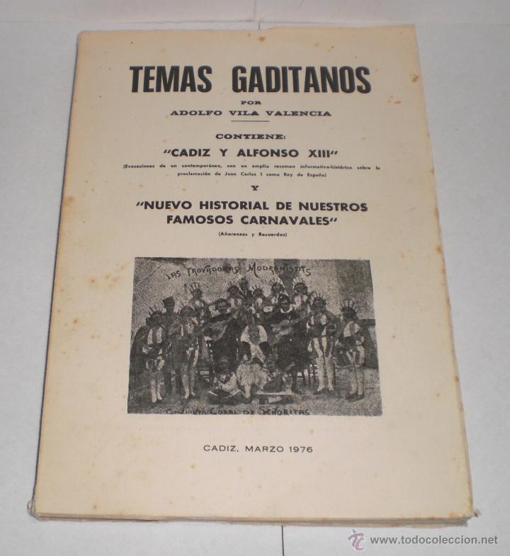 Libros de segunda mano: TEMAS GADITANOS. Adolfo Vila. Cadiz. 1976. - Foto 1