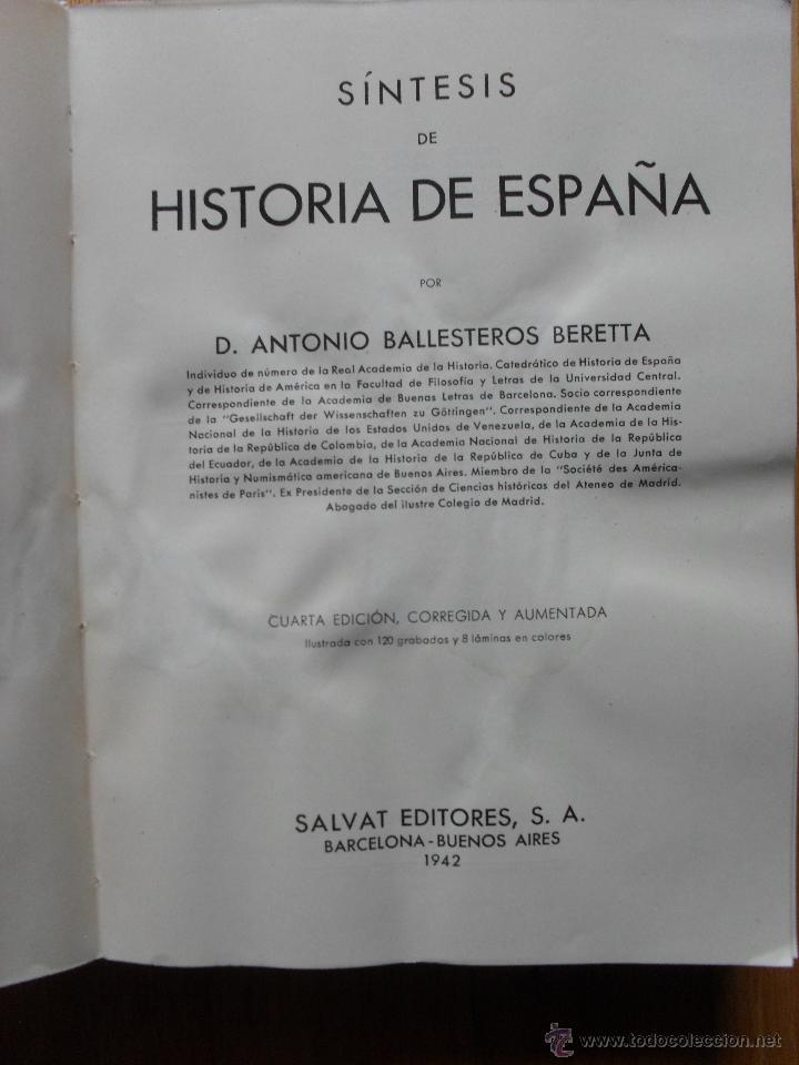 Libros de segunda mano: SINTESIS DE HISTORIA DE ESPA&Ntilde;A, Antonio Ballesteros Beretta - Foto 2