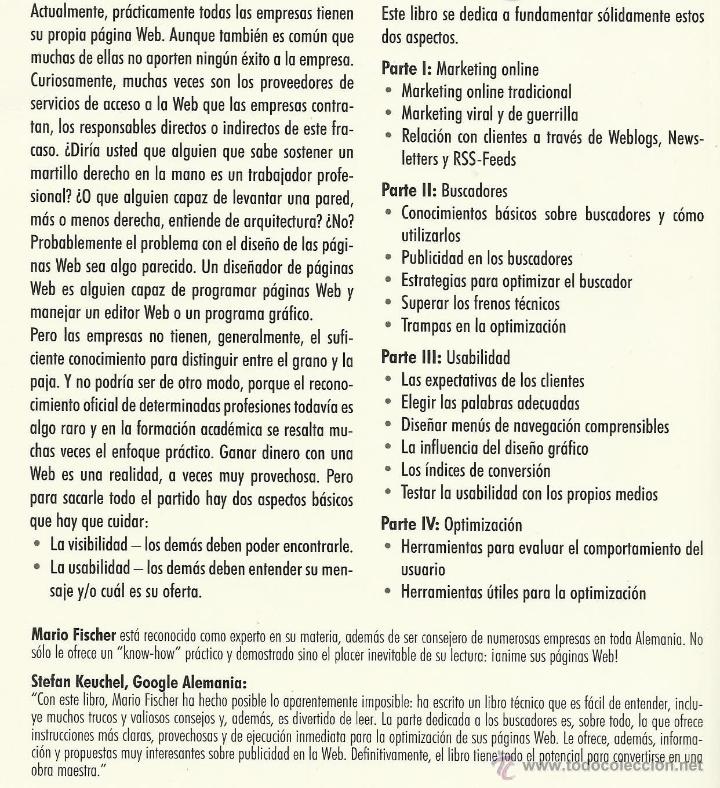 Libros de segunda mano: Website Boosting. Optimizar los buscadores, Usabilidad y M&aacute;rketing Web - 2007 (en espa&ntilde;ol) - Foto 2