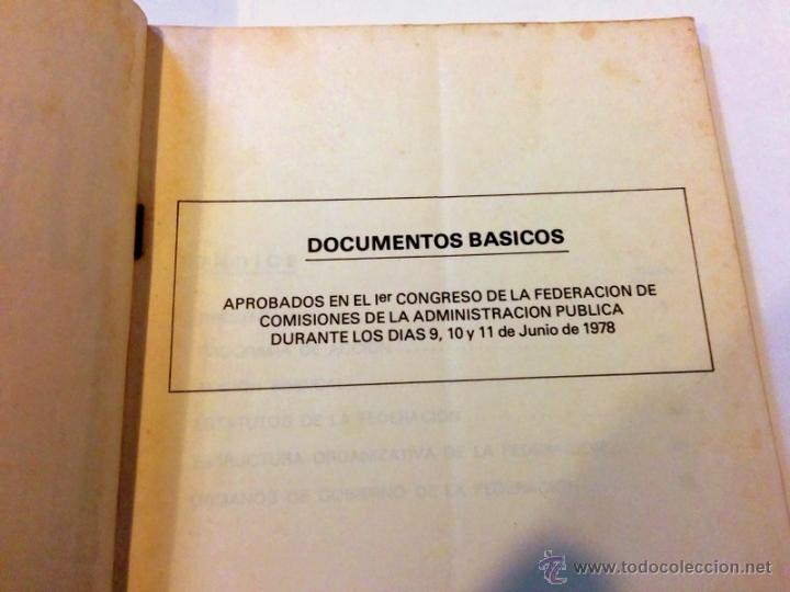 Libros de segunda mano: Documentos basicos del I&ordm; congreso de la Federaci&oacute;n de Comisiones de la Administraci&oacute;n Publica CC.OO - Foto 2