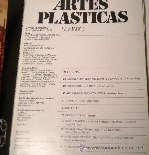 Libros de segunda mano: Artes Pl&aacute;sticas n&ordm; 13 - 1.976 - Foto 2