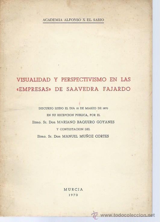 Libros de segunda mano: VISUALIDAD Y PERSPECTIVISMO EN LAS EMPRESAS DE SAAVEDRA FAJARDO - Foto 1