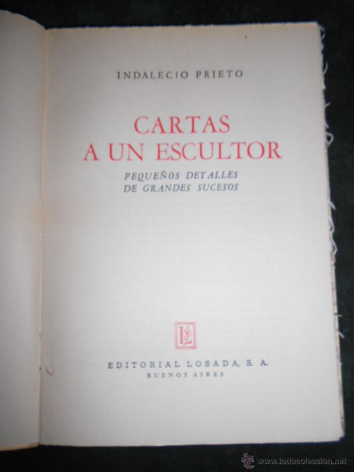 Libros de segunda mano: Cartas a un escultor. Indalecio Prieto - Foto 2