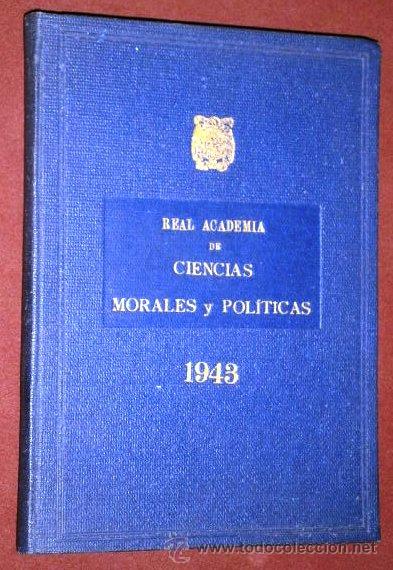Gebrauchte B&uuml;cher: Anuario de la Real Academia de Ciencias Morales y Pol&iacute;ticas en Madrid 1943