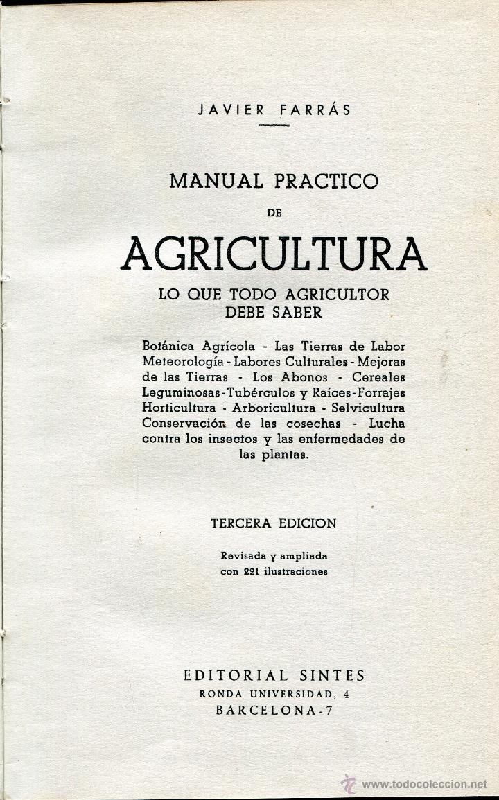 Libros de segunda mano: manual practico de agricultura  --javier farras - Foto 1