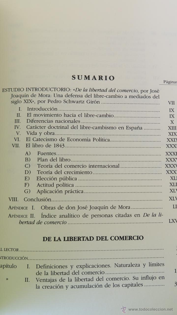 Libros de segunda mano: DE LA LIBERTAD DEL COMERCIO. JOSE JOAQUIN DE MORA - Foto 2