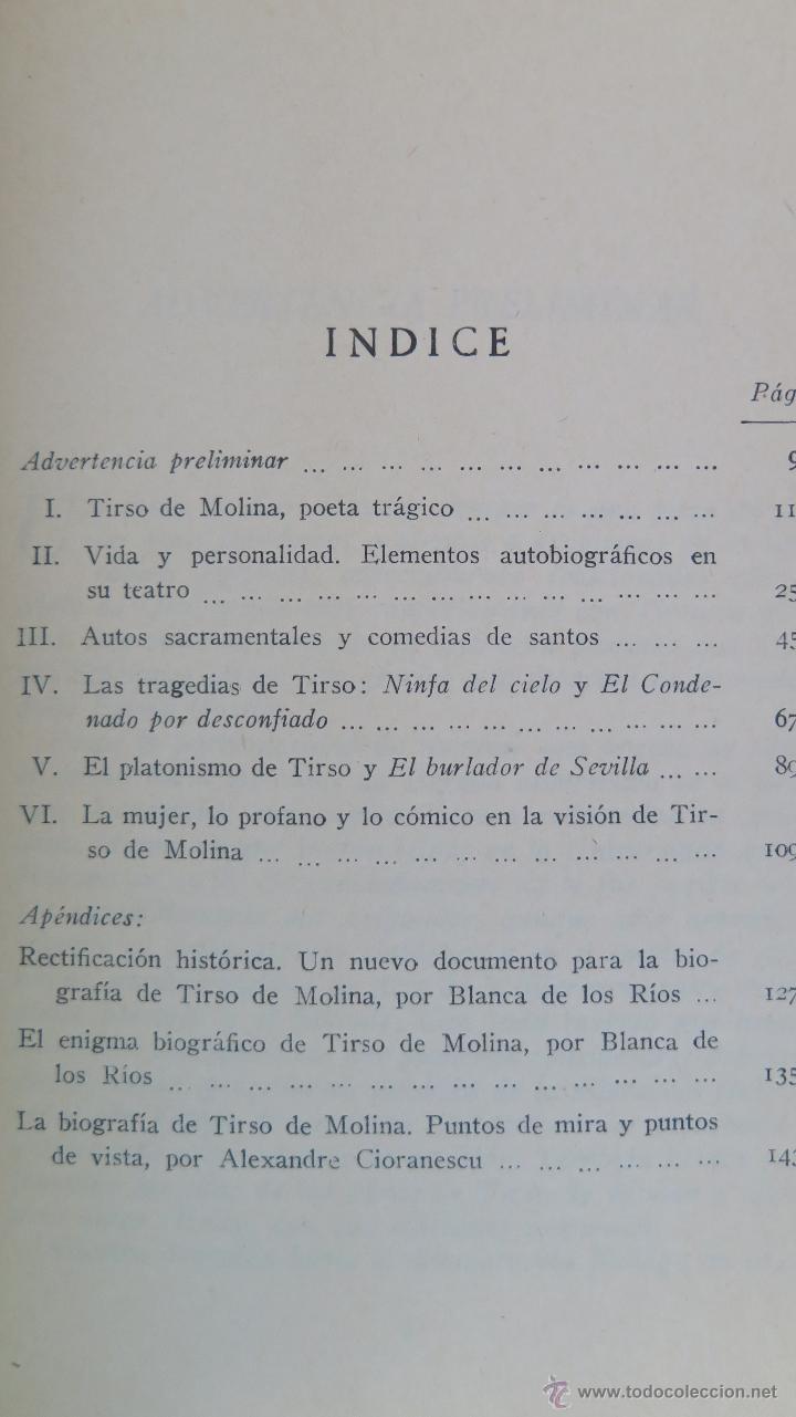 Libros de segunda mano: LECCIONES SOBRE TIRSO DE MOLINA. KARL VOSSLER. TAURUS - Foto 2