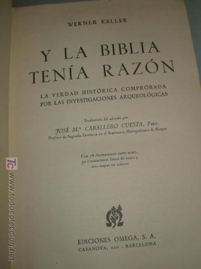 Libros de segunda mano: LA BIBLIA TENIA RAZON. Werner Keller. 1.955 - Foto 1