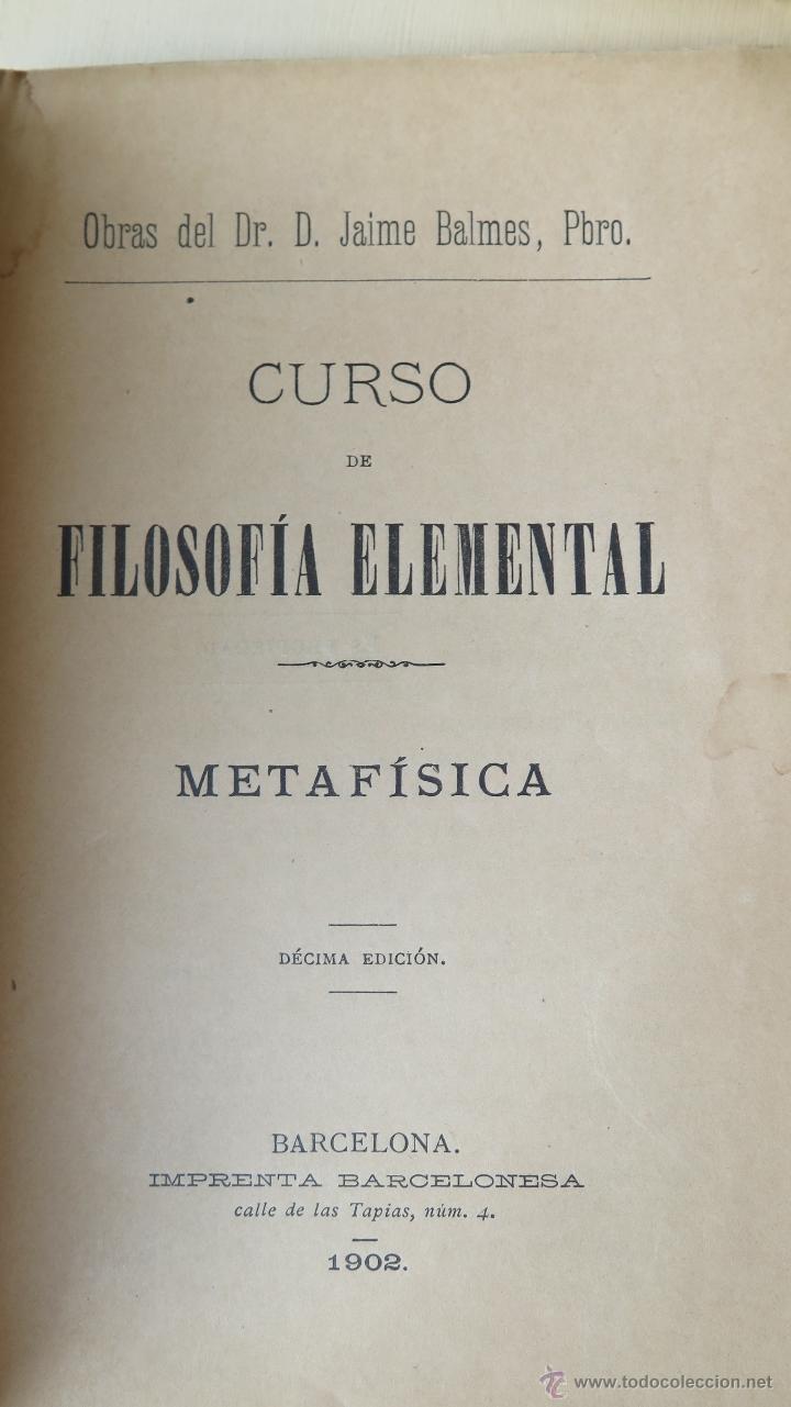 Libros de segunda mano: 1902.- METAFISICA. JAIME BALMES - Foto 1