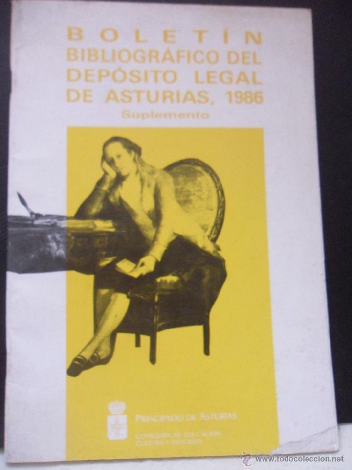 Second hand books: BOLETIN BIBLIOGRAFICO DEL DEPOSITO LEGAL DE ASTURIAS, 1986. SUPLEMENTO. RUSTICA. 39 PAGINAS. 17 X 24