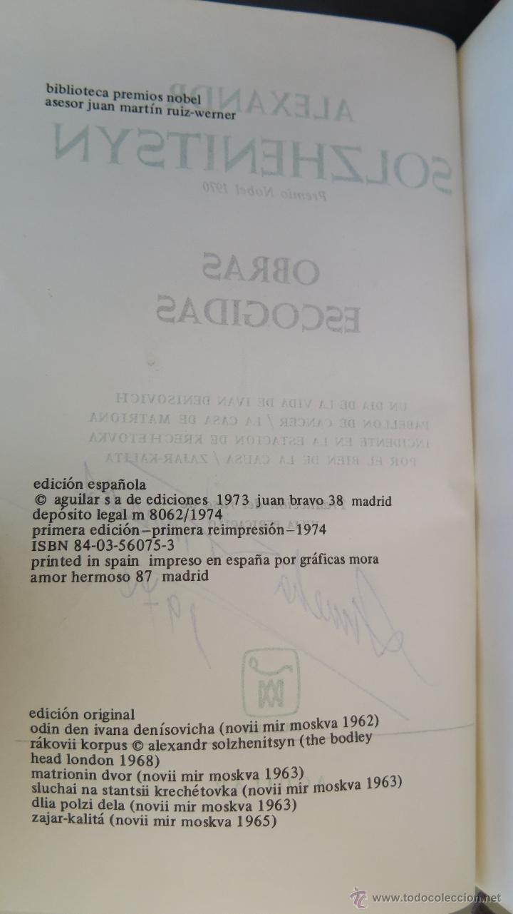 Libros de segunda mano: OBRAS ESCOGIDAS. SOLZHENITSYN. AGUILAR - Foto 3