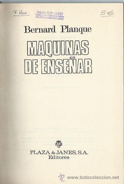 Libros de segunda mano: M&Aacute;QUINAS DE ENSE&Ntilde;AR, BERNARD PLANQUE, PLAZA Y JAN&Eacute;S BCN 1970 - Foto 1