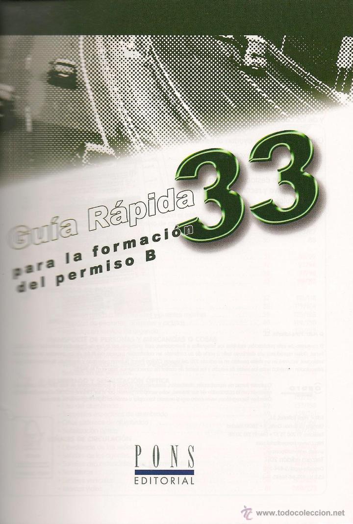 Libros de segunda mano: Gu&iacute;a r&aacute;pida 33 para la formaci&oacute;n del permiso B * CARNET DE CONDUCIR * - Foto 1