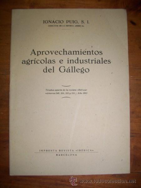 Libros de segunda mano: PUIG, Ignacio. Aprovechamientos agr&iacute;colas e industriales del G&aacute;llego - Foto 1