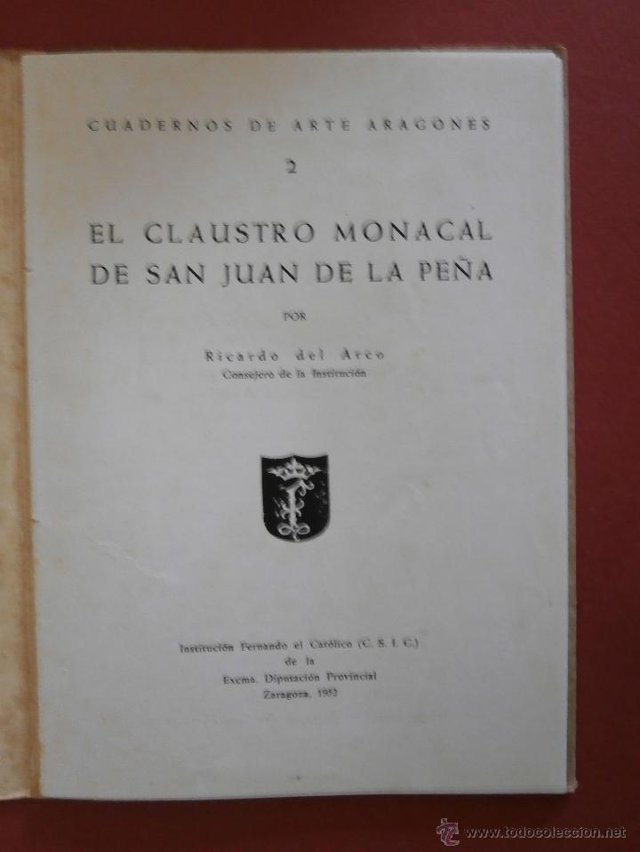 Libros de segunda mano: El Claustro Monacal de San Juan de la Pe&ntilde;a. Ricardo del Arco - Foto 1