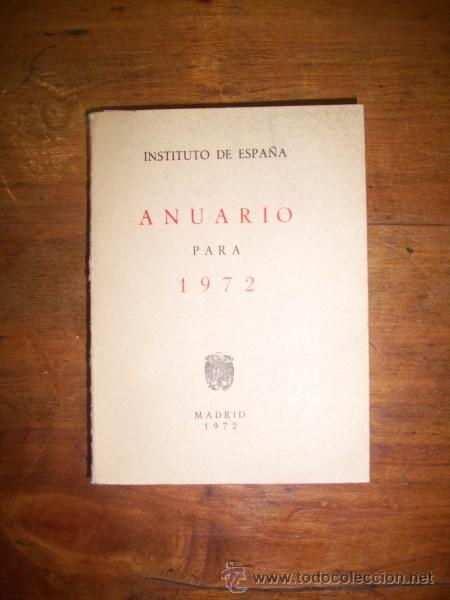 Libros de segunda mano: ANUARIO para 1972 / Instituto de Espa&ntilde;a - Foto 1