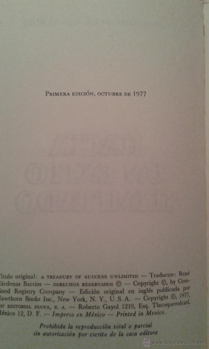 Libros de segunda mano: HACIA UN EXITO ILIMITADO- MANDINO- DIANA - Foto 3