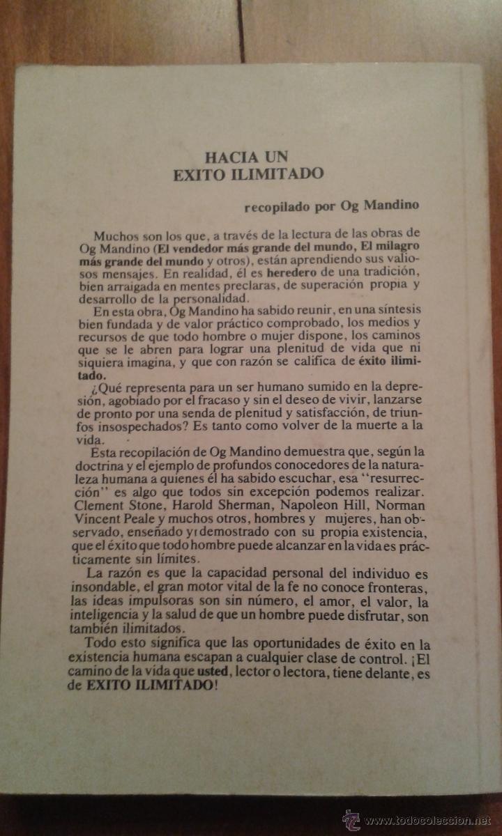 Libros de segunda mano: HACIA UN EXITO ILIMITADO- MANDINO- DIANA - Foto 4