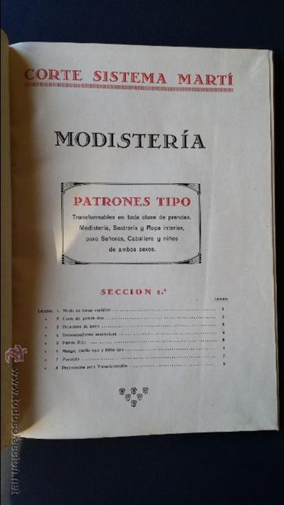 Libros de segunda mano: Corte sistema Mart&iacute;- Modisteria. 1941. - Foto 4