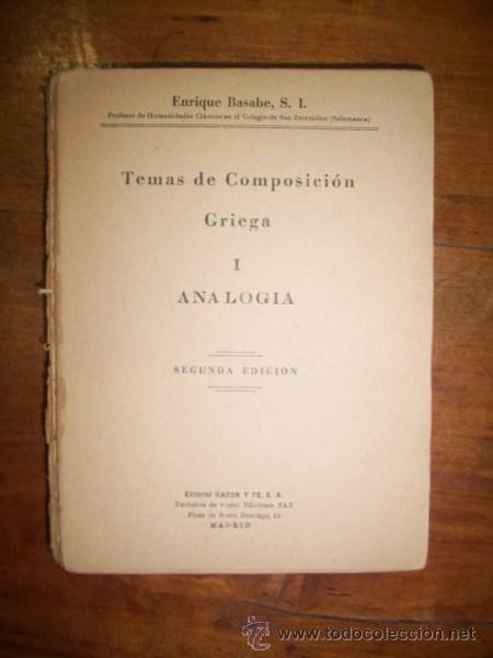Libros de segunda mano: BASABE, Enrique. Temas de composici&oacute;n griega. I : Analog&iacute;a - Foto 1