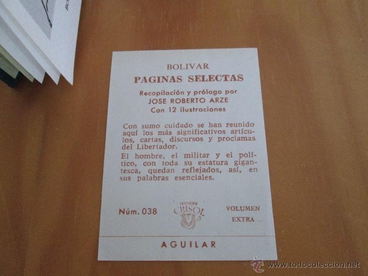 Libros de segunda mano: CRISOLIN. SIMON BOLIVAR.PAGINAS SELECTAS. E.D. AGUILAR. NUM 038. - Foto 5